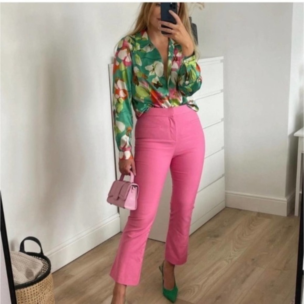 ZARA mini flare pants light bubble gum pink 7385/450